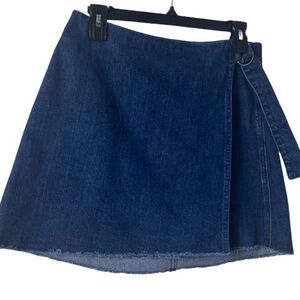 Madewell Denim Raw Hem Mini Wrap Skirt Blue Sz 6